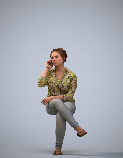 3D scanned boy sitting casual, photorealistic archviz people for Enscape and SketchUp