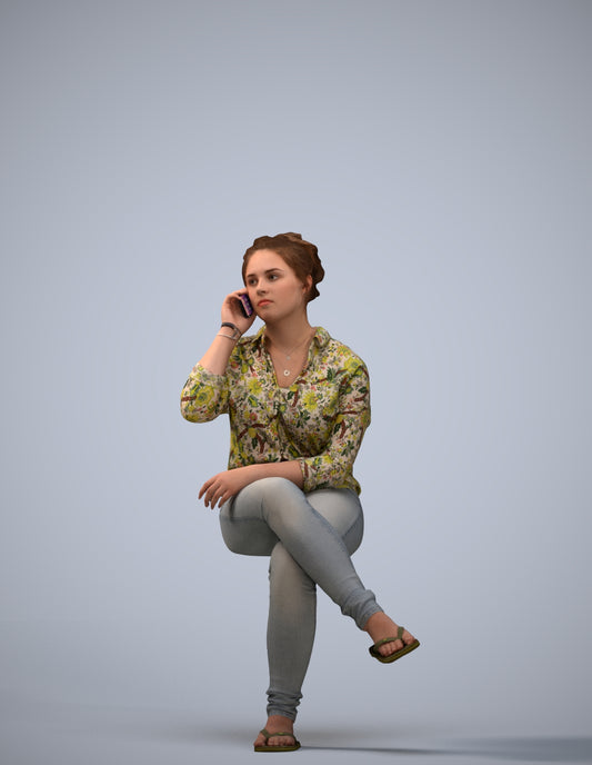 3D scanned boy sitting casual, photorealistic archviz people for Enscape and SketchUp