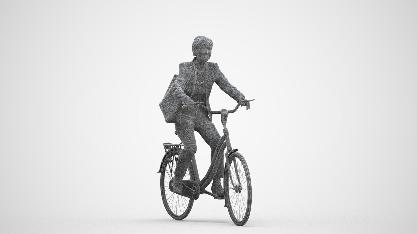 realistic 3D people senior woman business cycling, render-ready for V-Ray and Corona, FBX OBJ