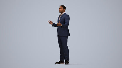3D human model man business, photogrammetry scanned person for archviz, top-down view render