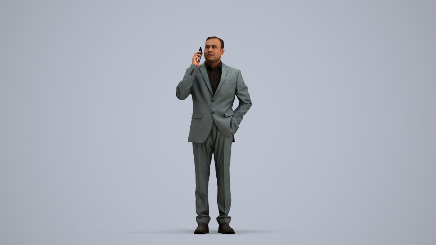 3D scanned man business, photorealistic archviz people for Enscape and SketchUp, standing pose render