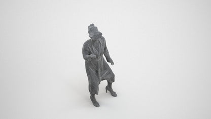 3D human model woman casual standing, photogrammetry scanned person for archviz, wireframe three-quarter view