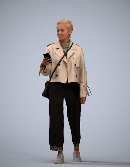 3D people model woman casual walking, scanned human for 3ds Max rendering