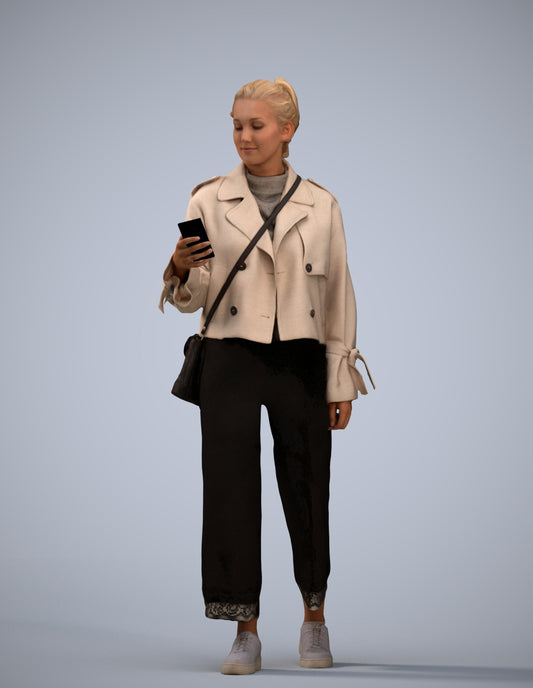 3D people model woman casual walking, scanned human for 3ds Max rendering