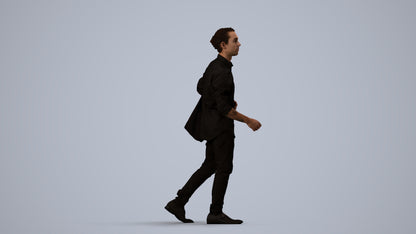 photogrammetry 3D man casual walking, realistic human model archviz FBX, side view render