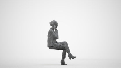 realistic 3D human woman business, archviz people FBX OBJ for Blender, wireframe side view