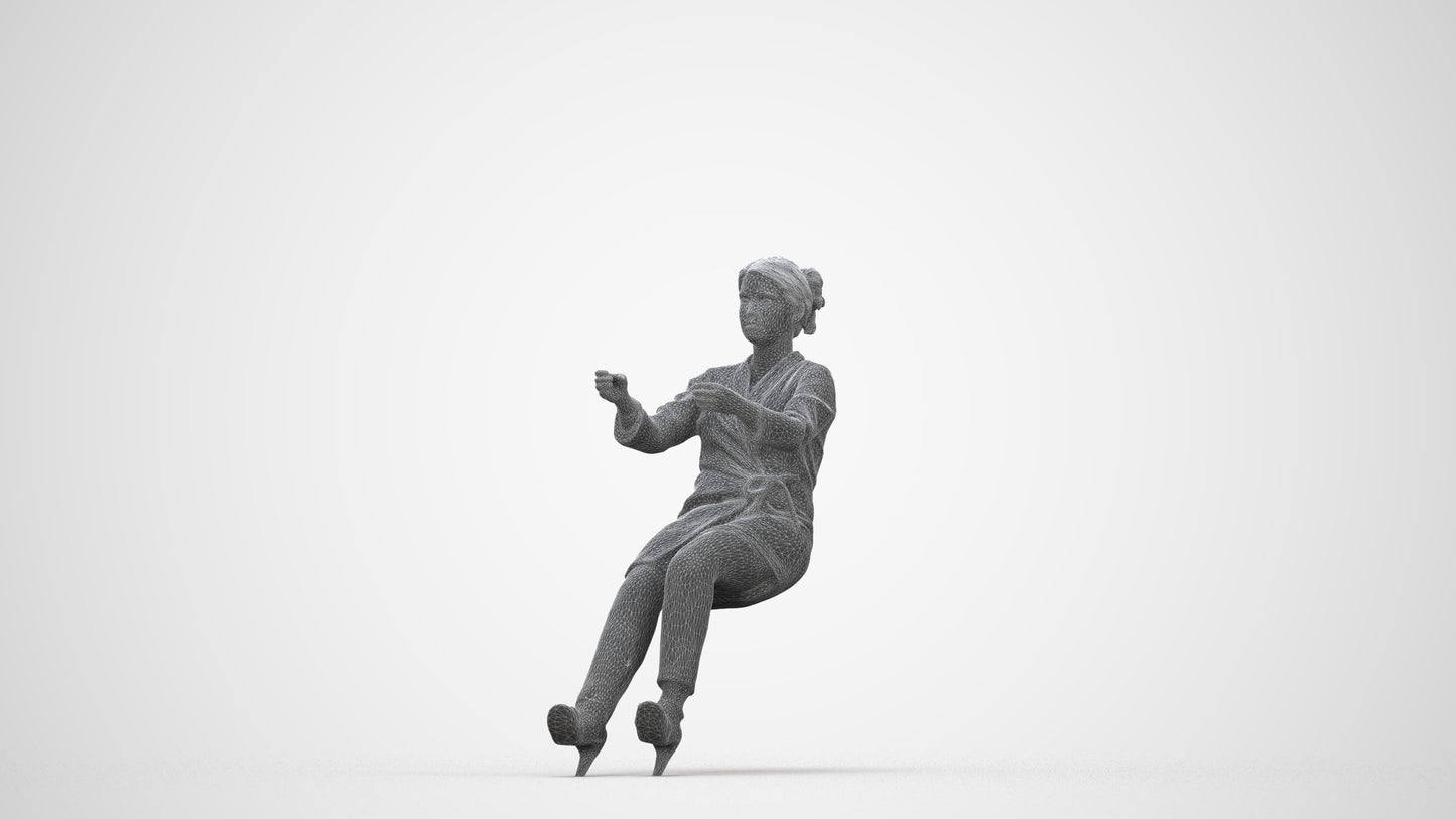 scanned 3D woman business driving, photogrammetry people for Enscape and V-Ray, wireframe back view