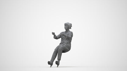scanned 3D woman business driving, photogrammetry people for Enscape and V-Ray, wireframe back view