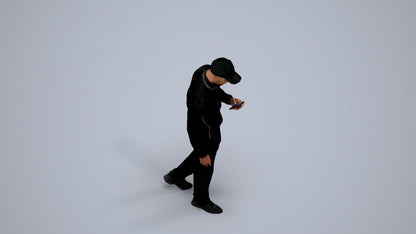 3D human model man sport walking, photogrammetry scanned person for archviz, back view render