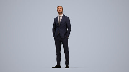 realistic 3D people man business, render-ready for V-Ray and Corona, FBX OBJ, top-down view render
