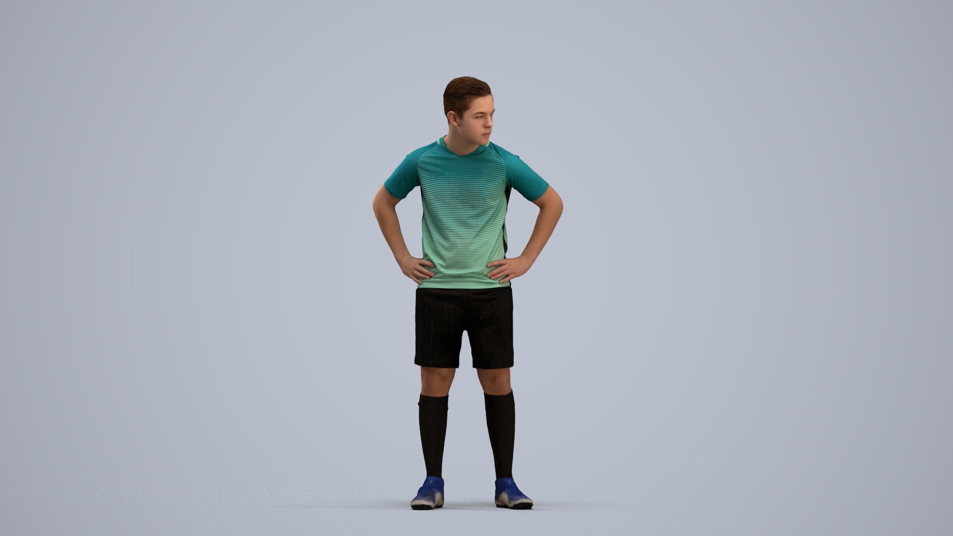 3D scanned man sport, photorealistic archviz people for Enscape and SketchUp, standing pose render