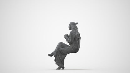realistic 3D people woman casual sitting, render-ready for V-Ray and Corona, FBX OBJ, square thumbnail