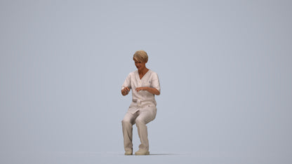 realistic 3D human senior woman medical, archviz people FBX OBJ for Blender, top-down view render