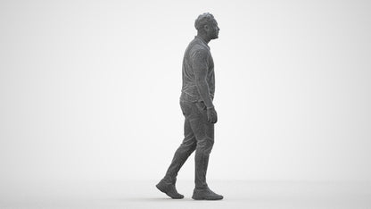 realistic 3D people man casual walking, render-ready for V-Ray and Corona, FBX OBJ, wireframe side view