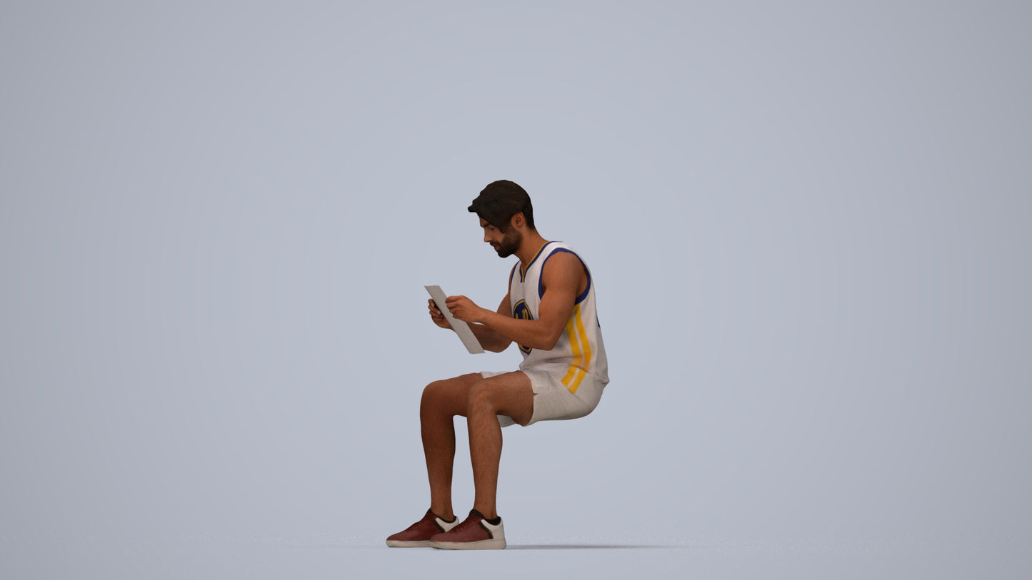photogrammetry 3D man sport, realistic human model archviz FBX, top-down view render