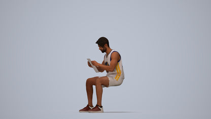 photogrammetry 3D man sport, realistic human model archviz FBX, top-down view render