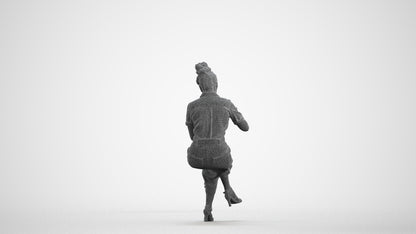 photogrammetry 3D woman formal sitting, realistic human model archviz FBX, wireframe front view
