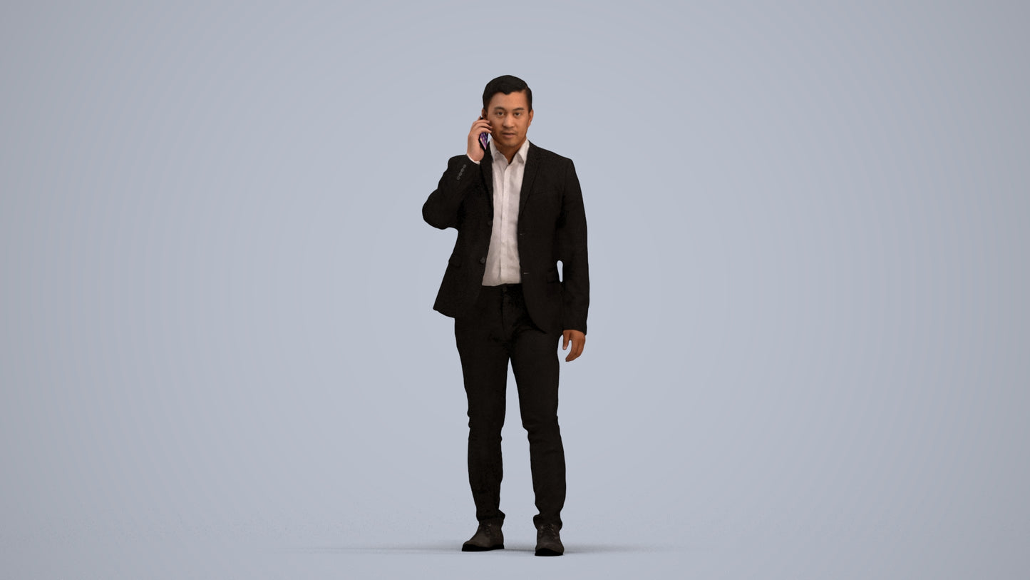 scanned 3D man business, photogrammetry people for Enscape and V-Ray, standing pose render