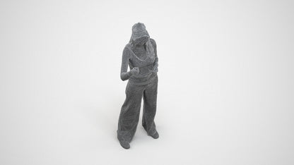 realistic 3D people woman casual standing, render-ready for V-Ray and Corona, FBX OBJ, wireframe three-quarter view