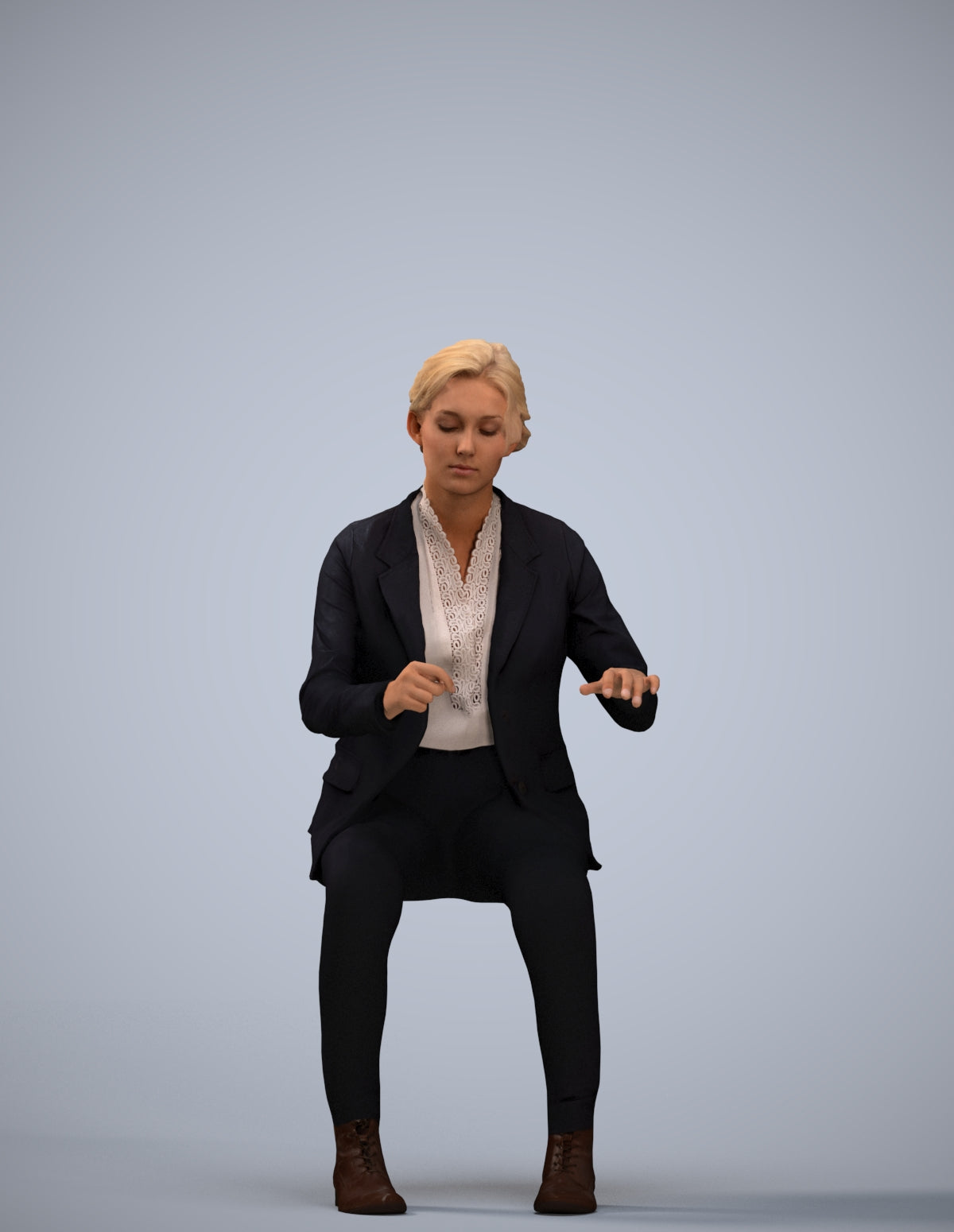 realistic 3D woman business, scanned archviz people for Blender and 3ds Max