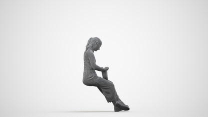 photogrammetry 3D girl casual kids, realistic human model archviz FBX, wireframe side view