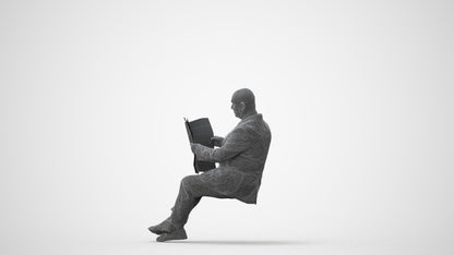 realistic 3D people senior man business sitting, render-ready for V-Ray and Corona, FBX OBJ, square thumbnail