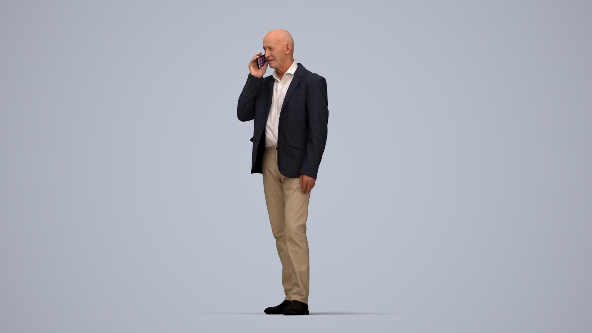 scanned 3D senior man business, photogrammetry people for Enscape and V-Ray, top-down view render