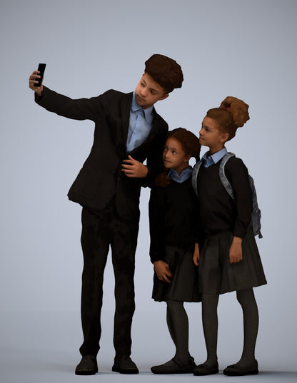 3D people model boy kids, scanned human for 3ds Max rendering