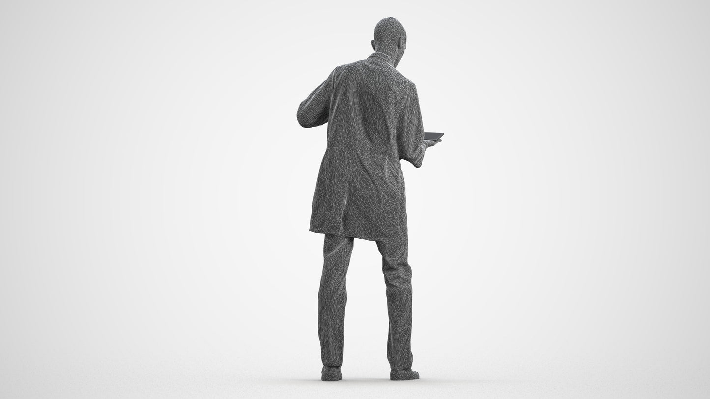 photogrammetry 3D man medical, realistic human model archviz FBX, wireframe front view