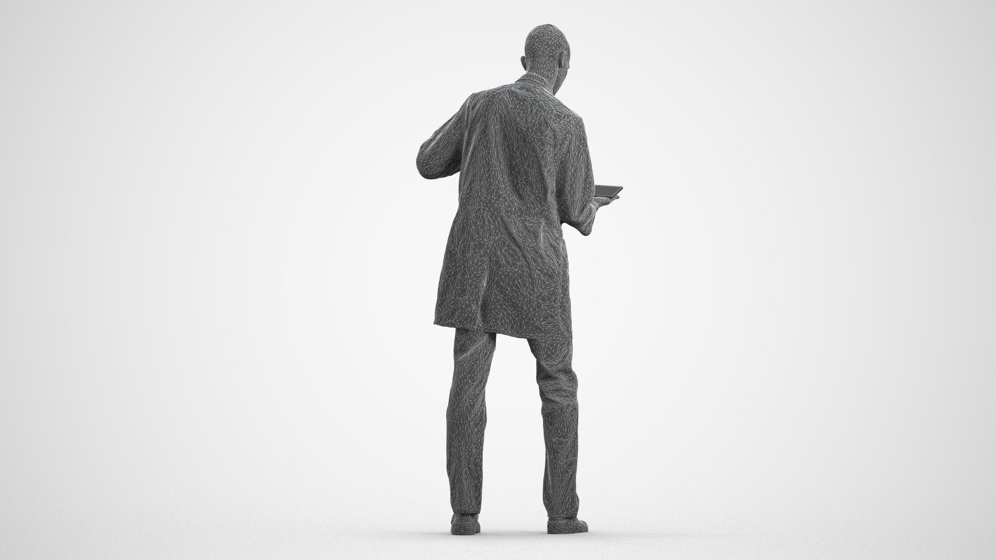 photogrammetry 3D man medical, realistic human model archviz FBX, wireframe front view