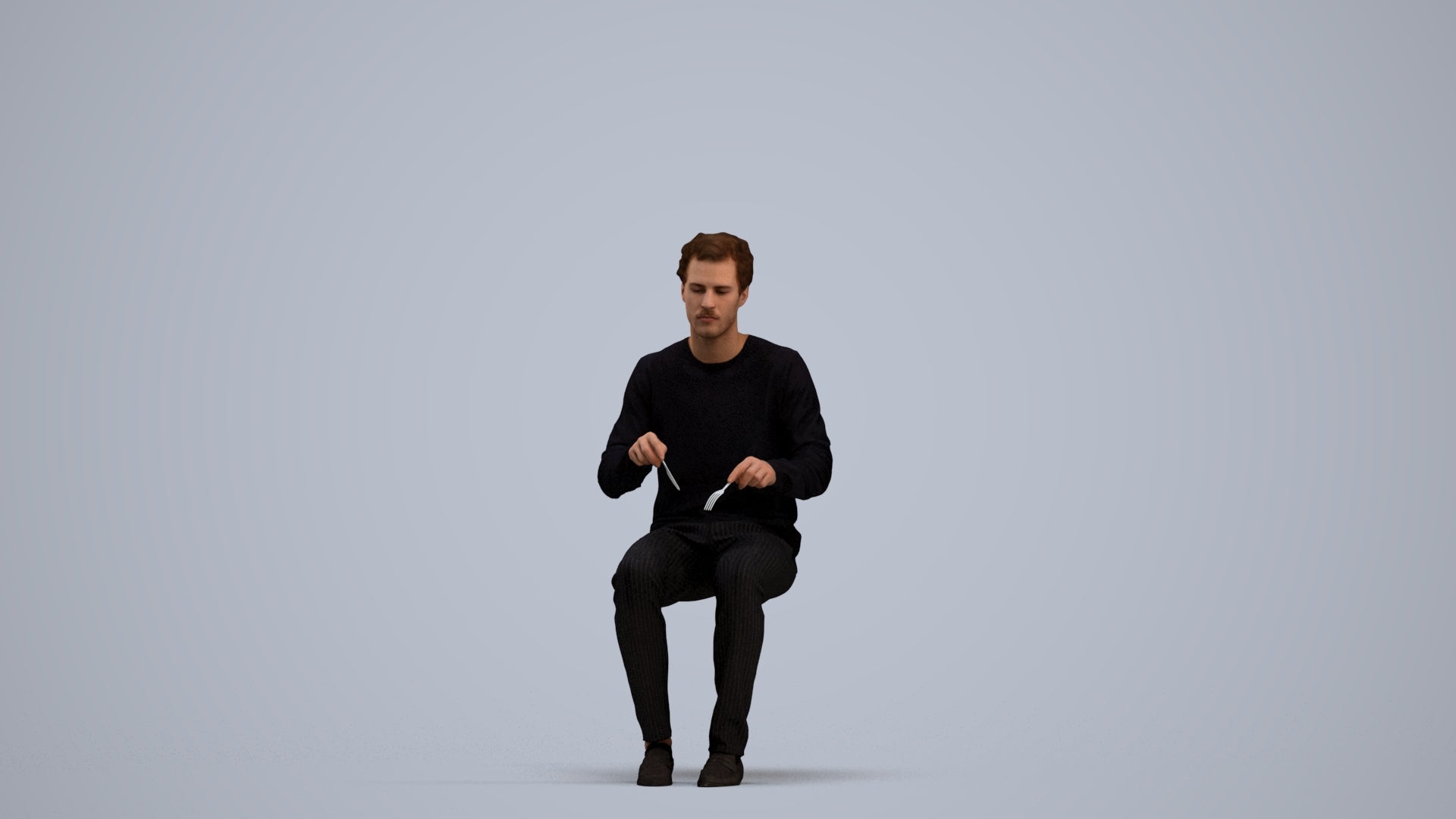 scanned 3D man casual sitting, photogrammetry people for Enscape and V-Ray, standing pose render