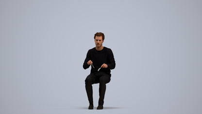 scanned 3D man casual sitting, photogrammetry people for Enscape and V-Ray, standing pose render