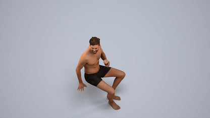 scanned 3D man pool, photogrammetry people for Enscape and V-Ray, back view render