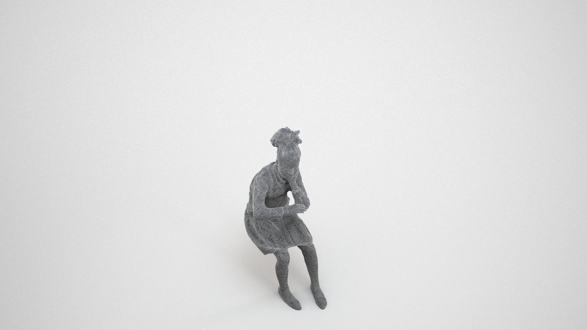 realistic 3D human girl kids, archviz people FBX OBJ for Blender, wireframe three-quarter view