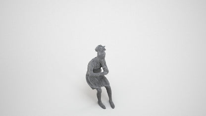 realistic 3D human girl kids, archviz people FBX OBJ for Blender, wireframe three-quarter view