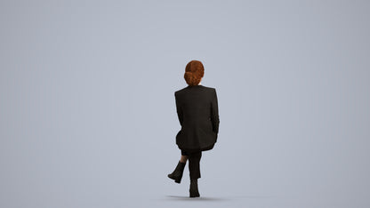 3D human model woman business, photogrammetry scanned person for archviz, front view render