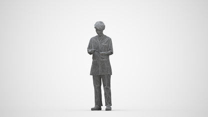 3D people model senior woman medical, scanned human for 3ds Max rendering, wireframe back view