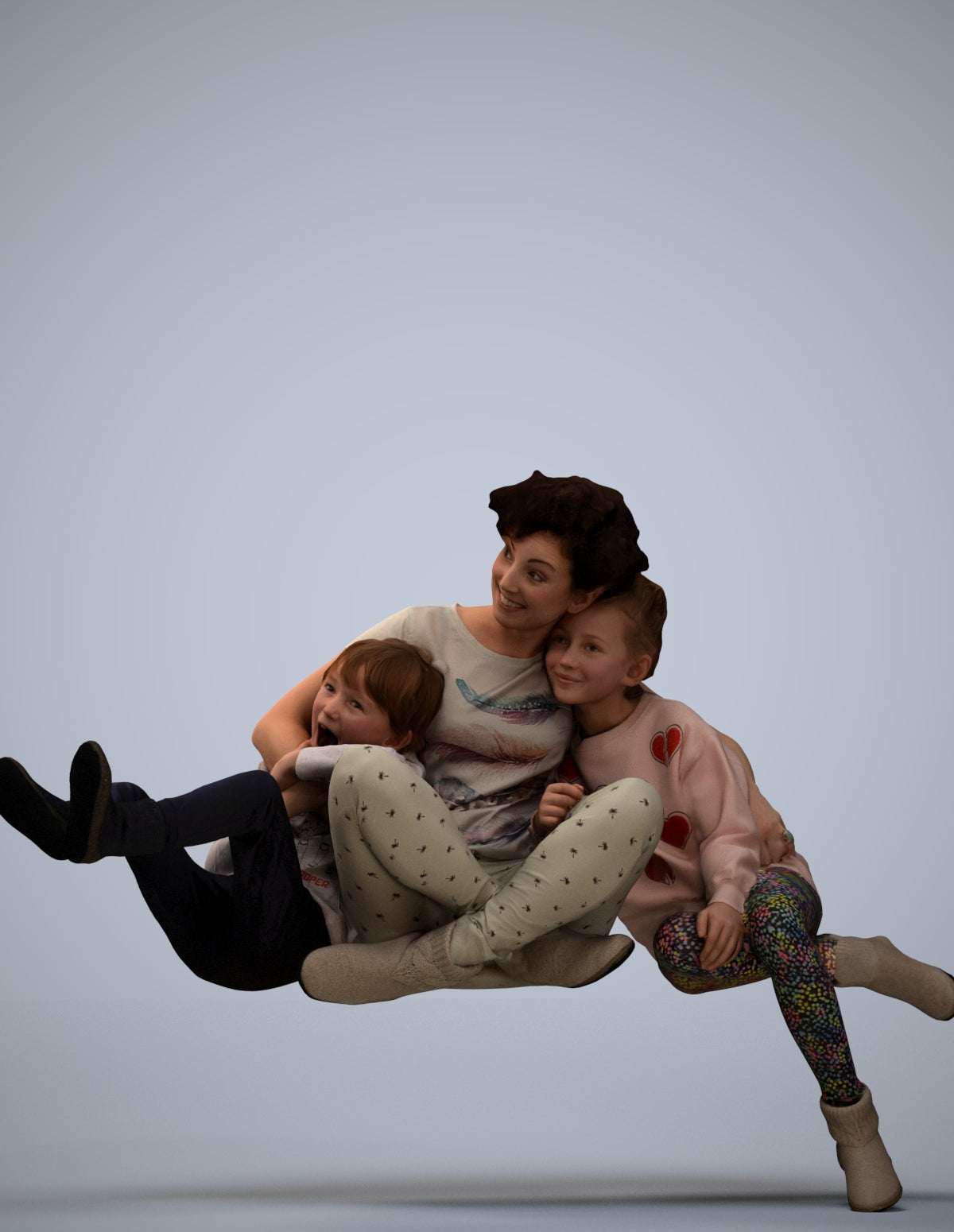 realistic 3D girl casual kids, scanned archviz people for Blender and 3ds Max