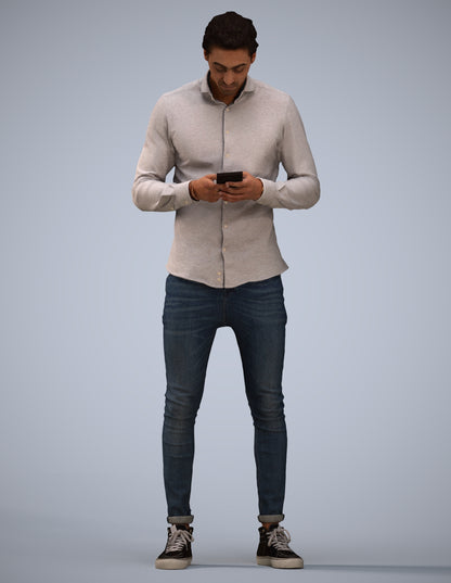 3D people model man casual standing, scanned human for 3ds Max rendering