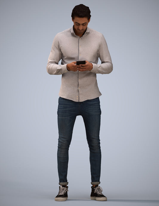 3D people model man casual standing, scanned human for 3ds Max rendering