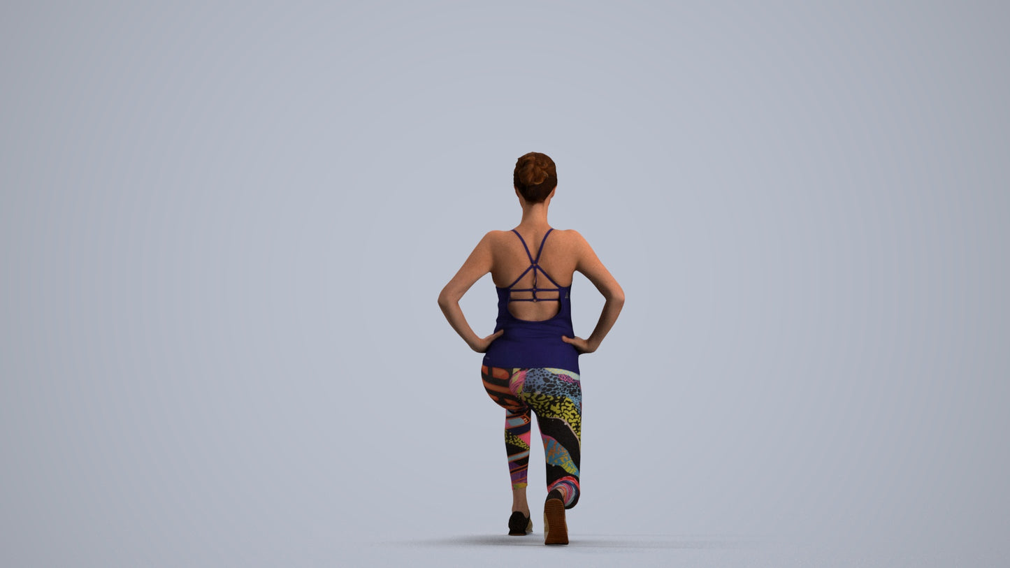 realistic 3D people woman sport, render-ready for V-Ray and Corona, FBX OBJ, front view render