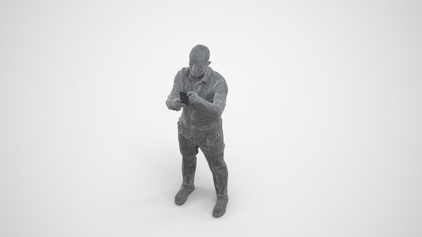 realistic 3D man business, scanned archviz people for Blender and 3ds Max, wireframe three-quarter view
