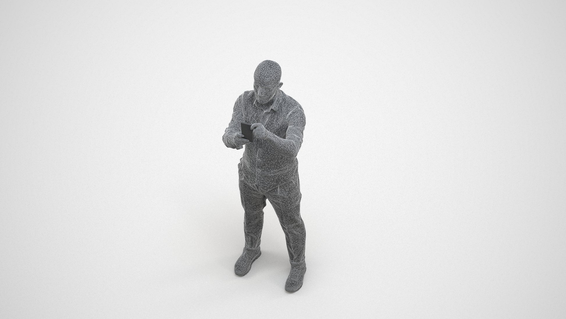 realistic 3D man business, scanned archviz people for Blender and 3ds Max, wireframe three-quarter view