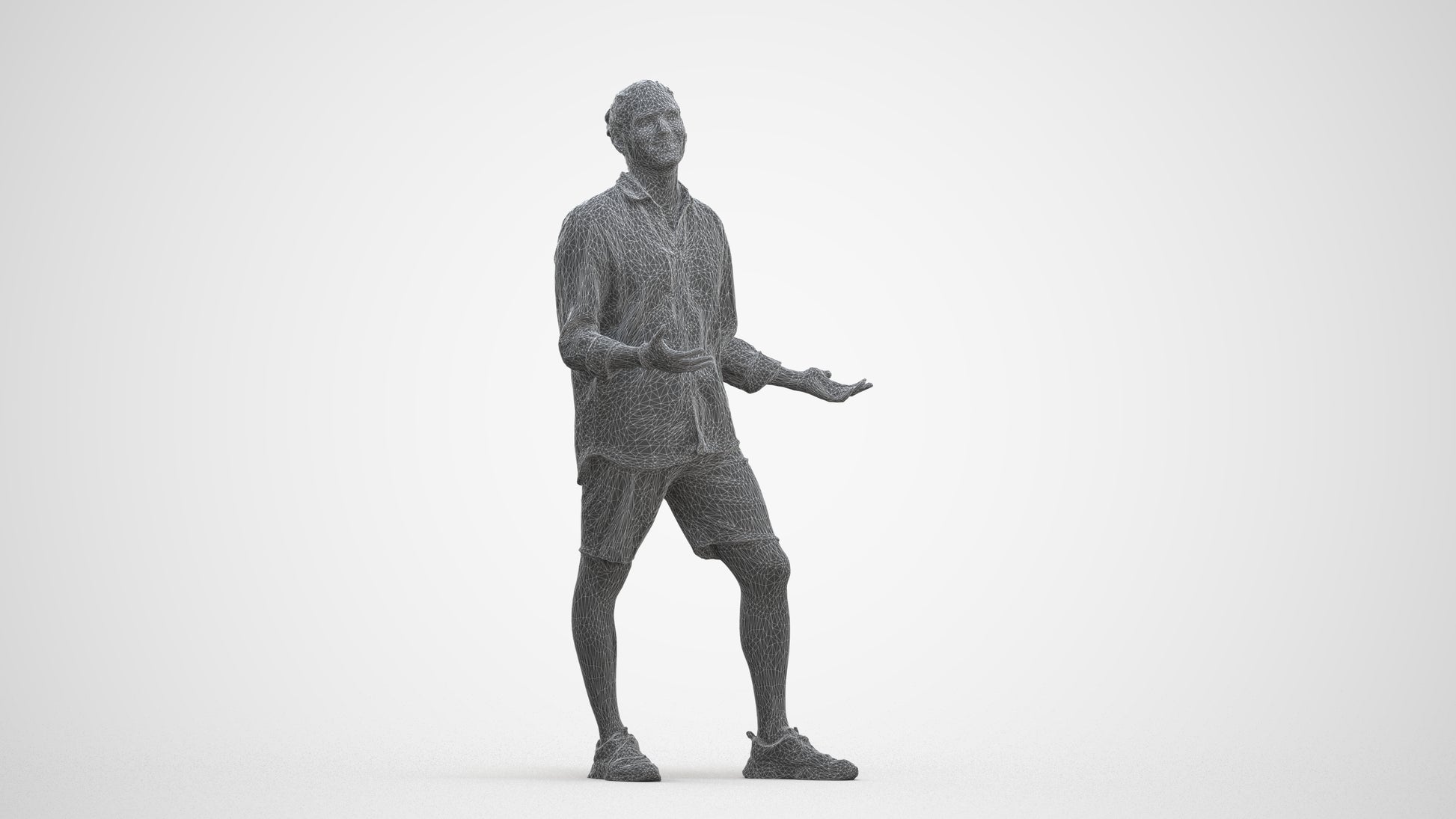 scanned 3D man casual standing, photogrammetry people for Enscape and V-Ray, three-quarter front view render
