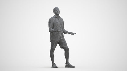 scanned 3D man casual standing, photogrammetry people for Enscape and V-Ray, three-quarter front view render