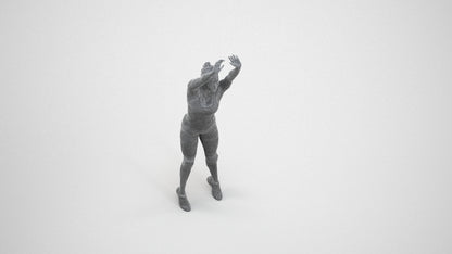 realistic 3D human woman sport, archviz people FBX OBJ for Blender, wireframe three-quarter view