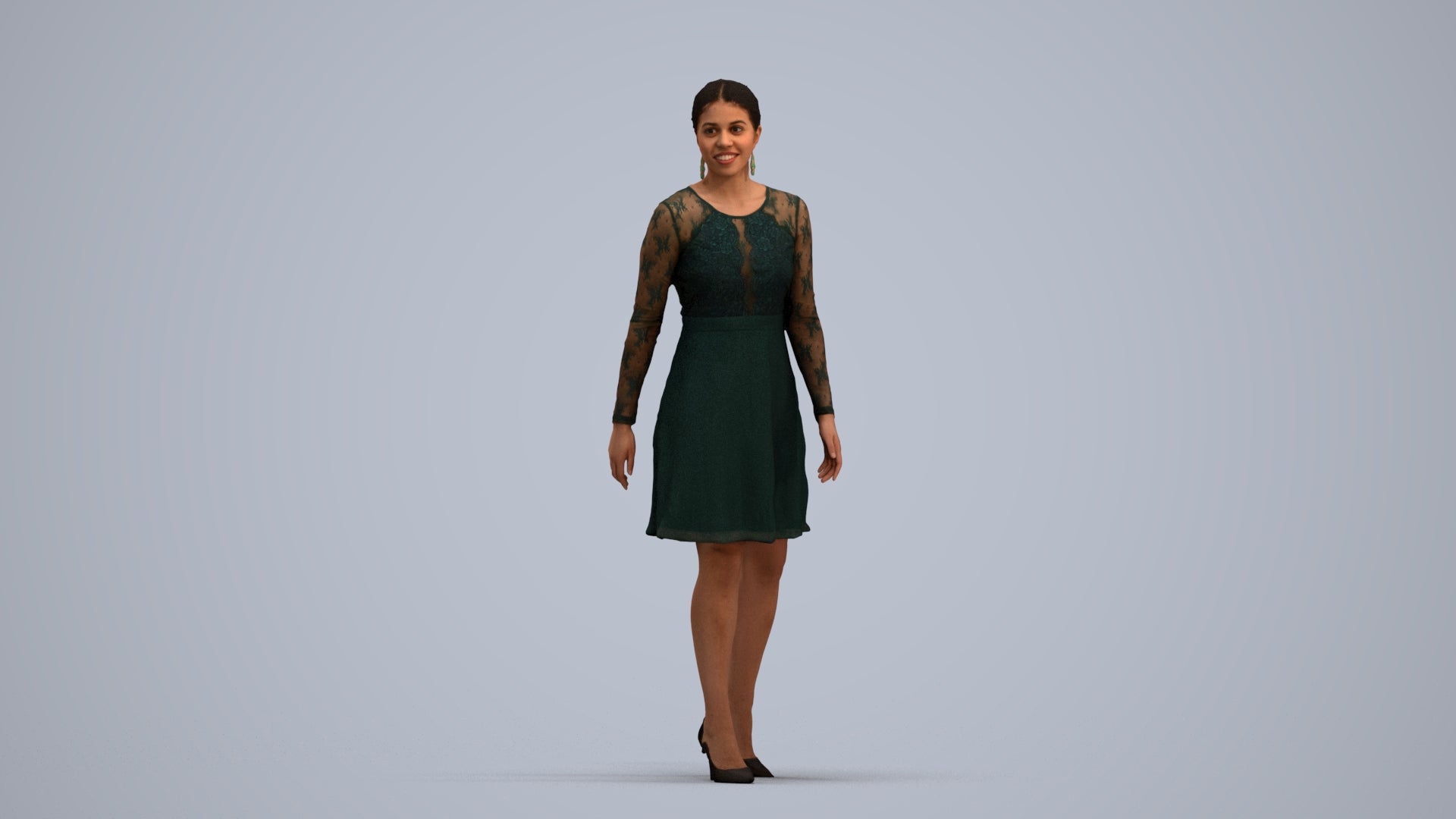 realistic 3D human woman formal formalaffairs, archviz people FBX OBJ for Blender, standing pose render