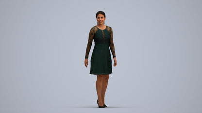 realistic 3D human woman formal formalaffairs, archviz people FBX OBJ for Blender, standing pose render