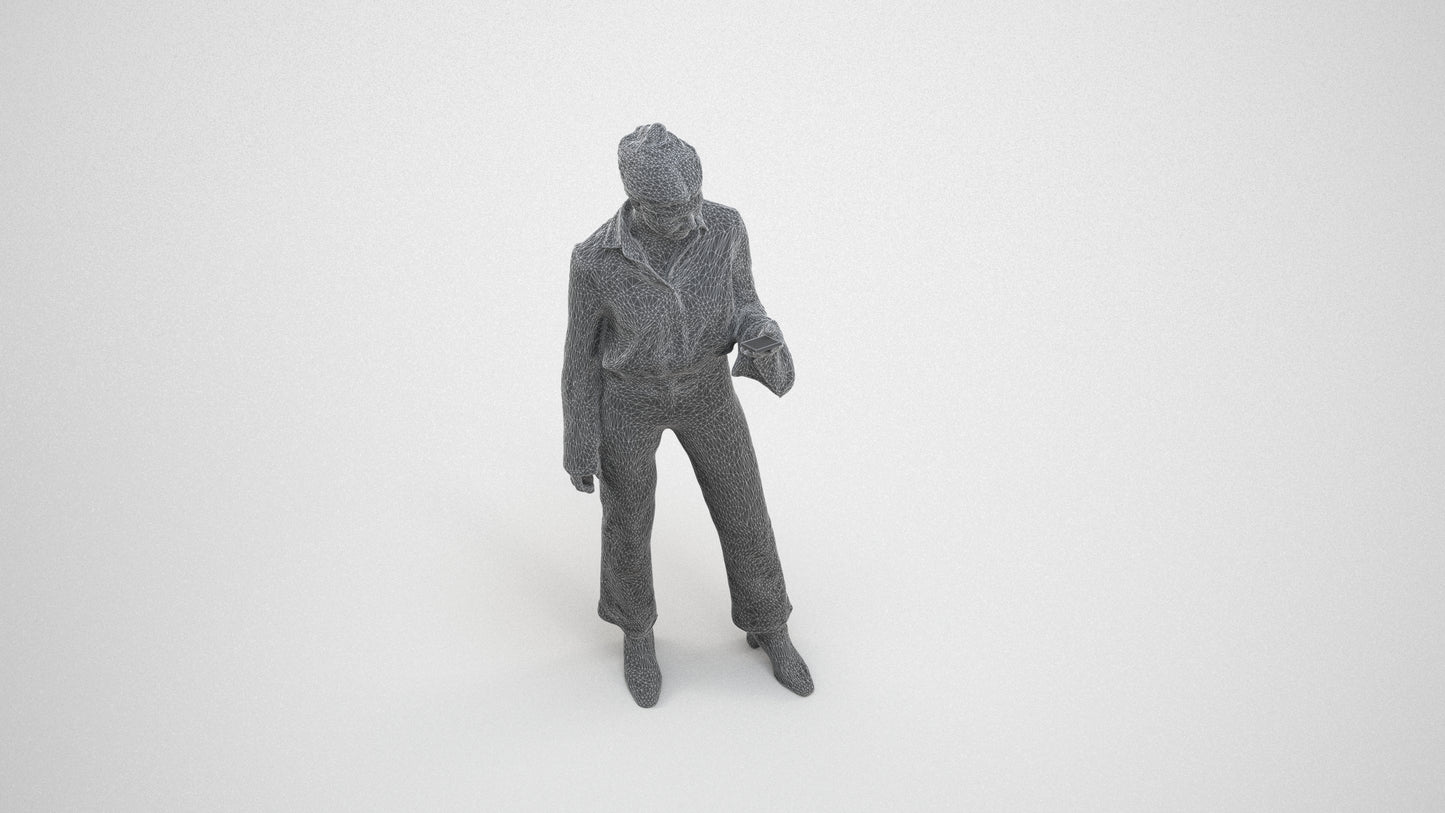realistic 3D woman business standing, scanned archviz people for Blender and 3ds Max, wireframe three-quarter view