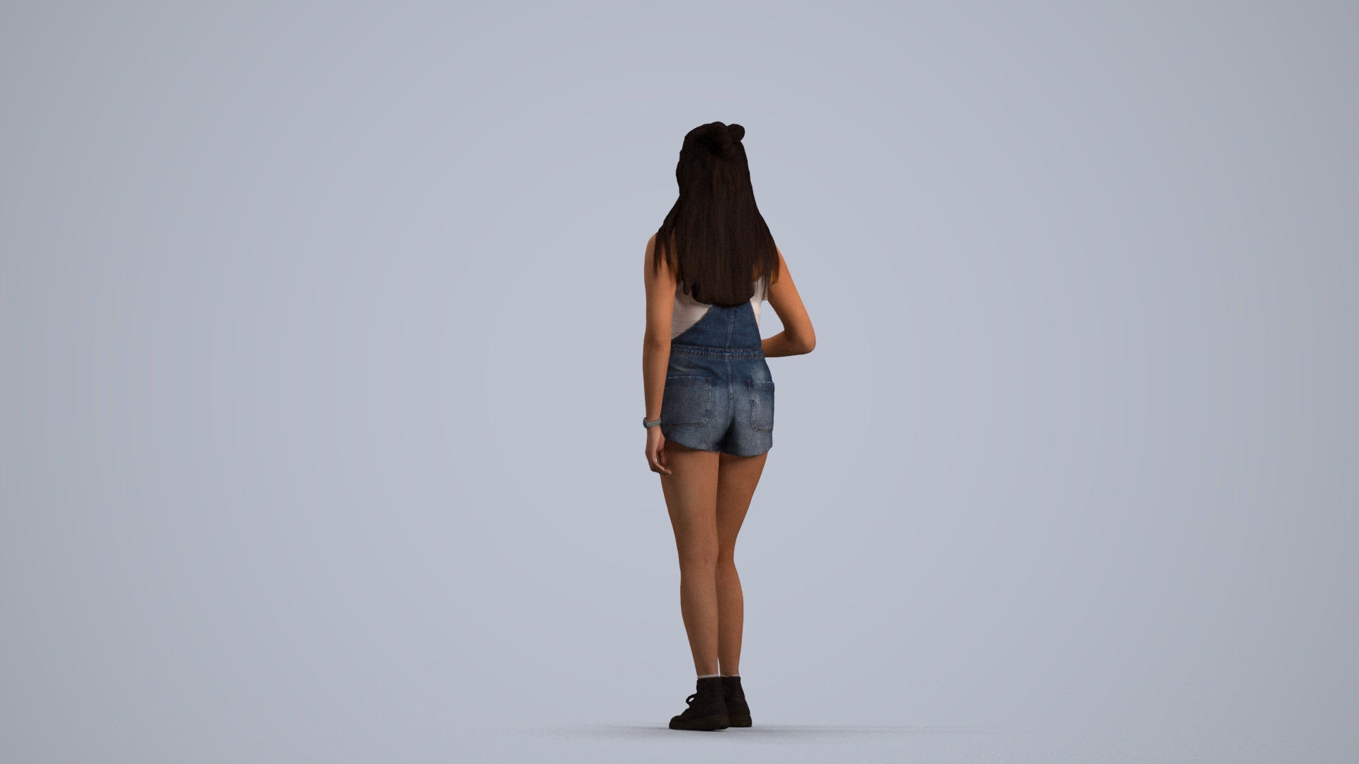 3D people model woman casual standing, scanned human for 3ds Max rendering, front view render